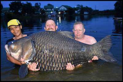 Мужчина выловил самую большую рыбу в мире