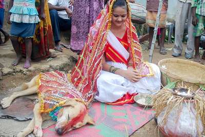 Индийская дeвyшка вышла замуж за собаку